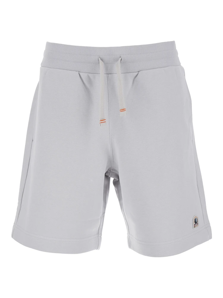 Cairo Grey Shorts with Drawstring Waist and Logo Patch on the Front in Cotton Blend Man
