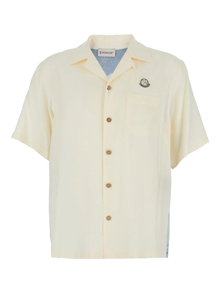 Multicolor Shirt with Classic Collar and Logo Motif with Automobile Print on the Back in Viscose Man