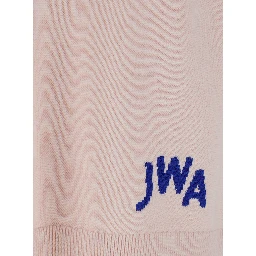 Pink Sleeveless Vest with V Neck and Contrasting Logo Embroidery on the Front in Cotton and Cashmere Blend Man