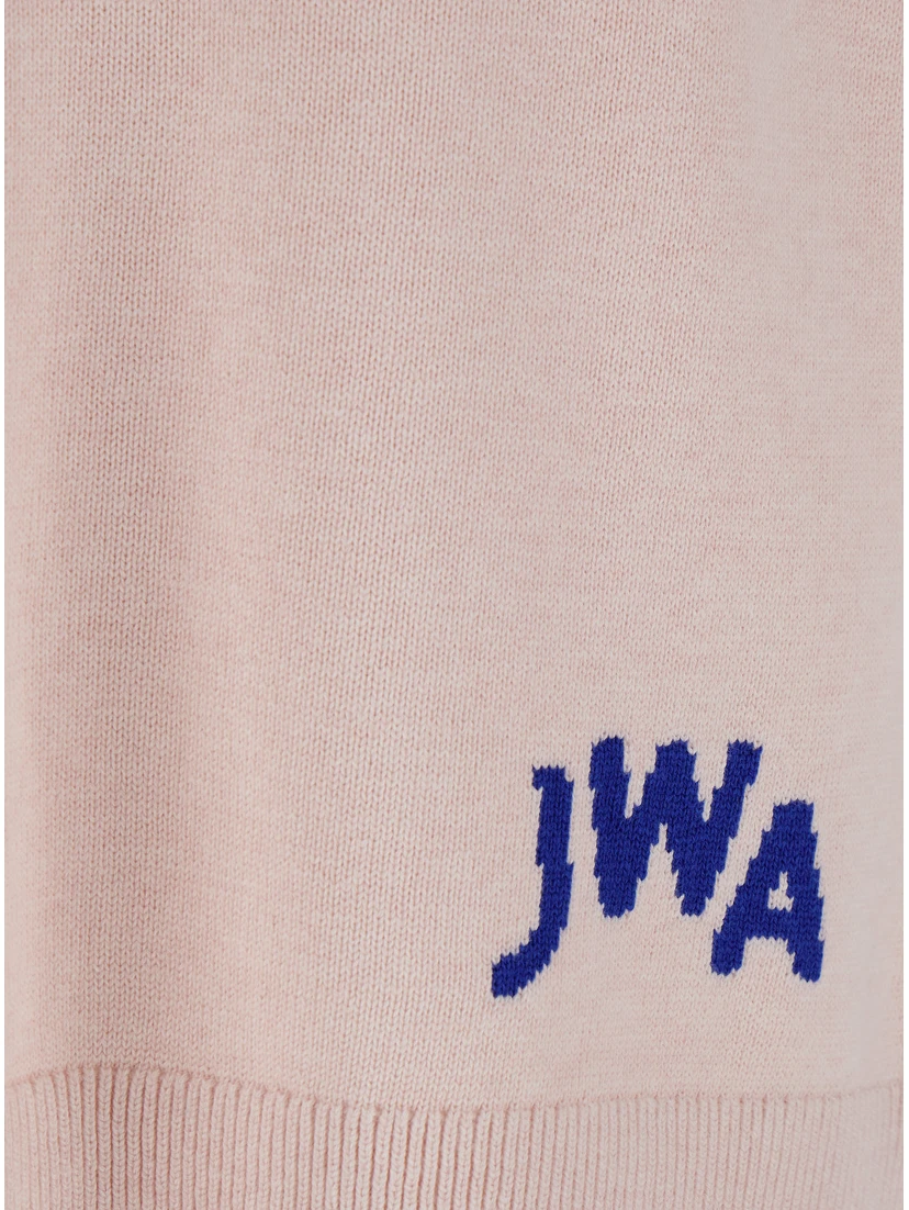 Pink Sleeveless Vest with V Neck and Contrasting Logo Embroidery on the Front in Cotton and Cashmere Blend Man