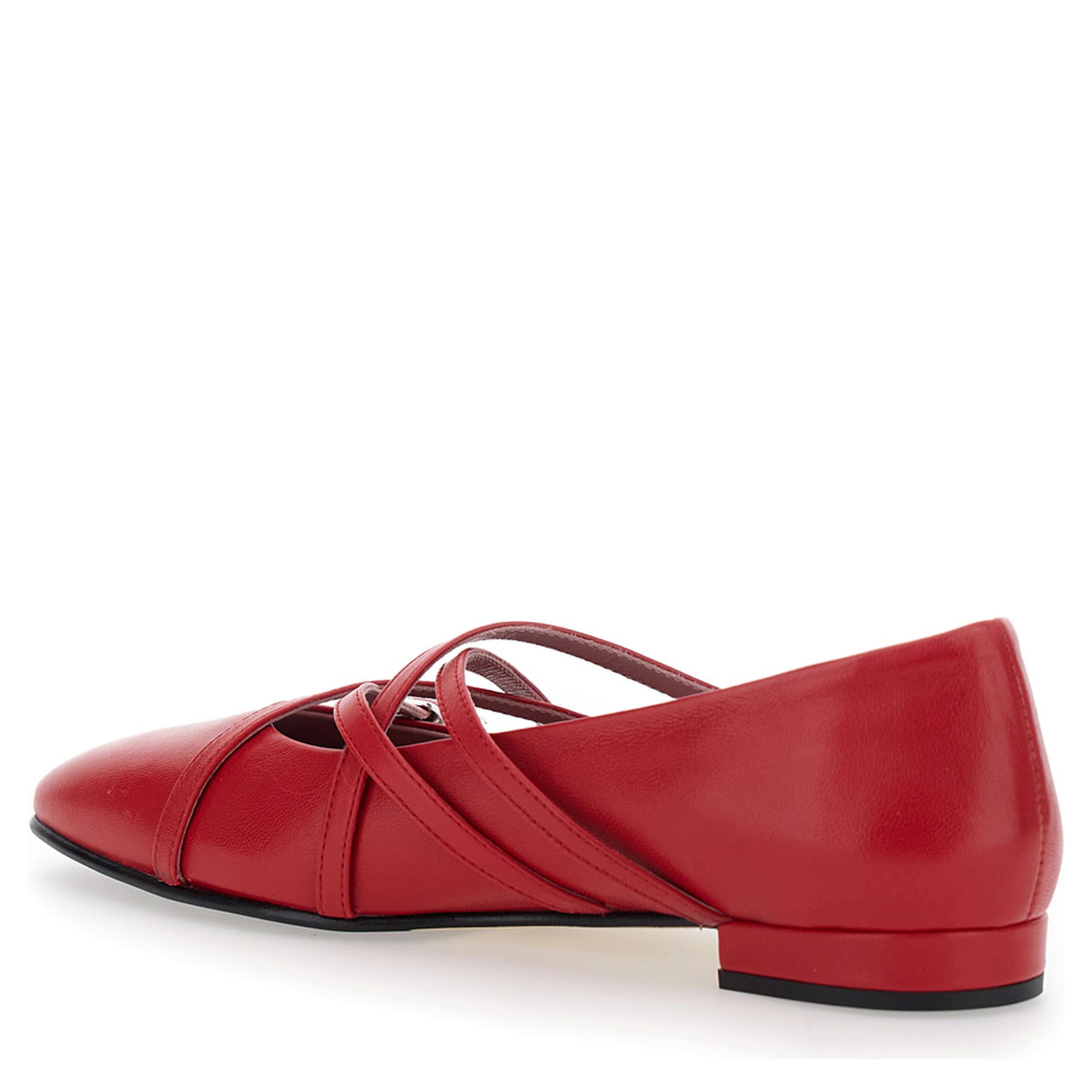 Eloise Red Ballet Shoes with Criss-Crossed Adjustable Straps in Leather Woman