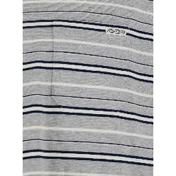 Grey Crewneck T-Shirt with All-Over Striped Motif in Cotton Man