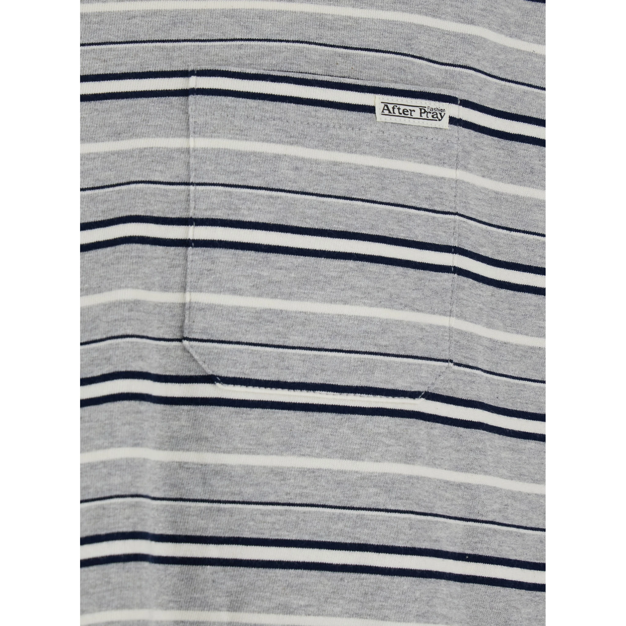 Grey Crewneck T-Shirt with All-Over Striped Motif in Cotton Man