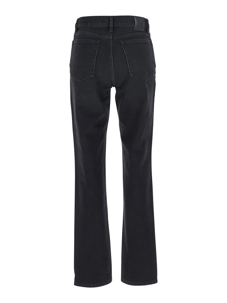 Black Flared Jeans with High Waist and Patch Logo on the Rear in Denim Woman alternative