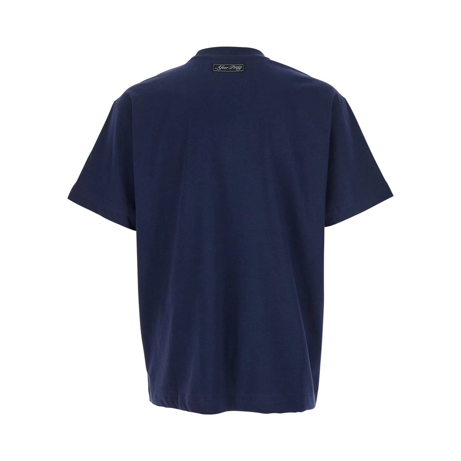 Blue Crewneck T-Shirt with Maxi Print on the Front in Cotton Man
