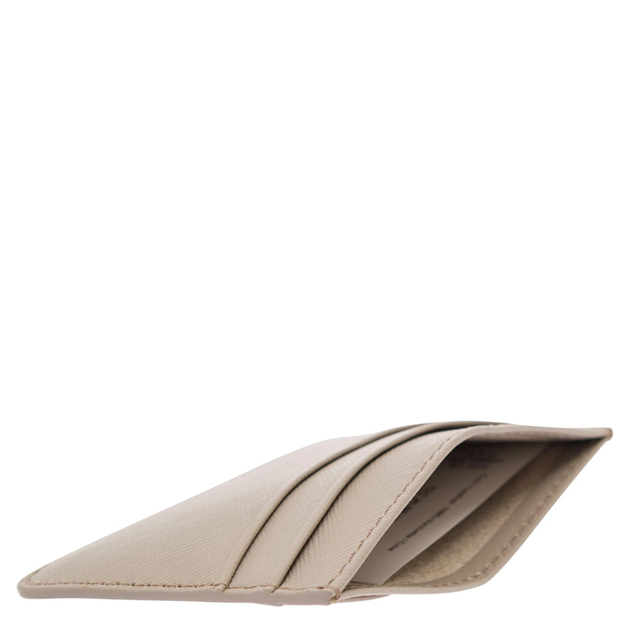 Grey Card Holder with Logo in Hammered Leather Woman