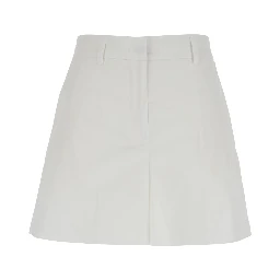 White Shorts with Belt Loops in Cotton Woman