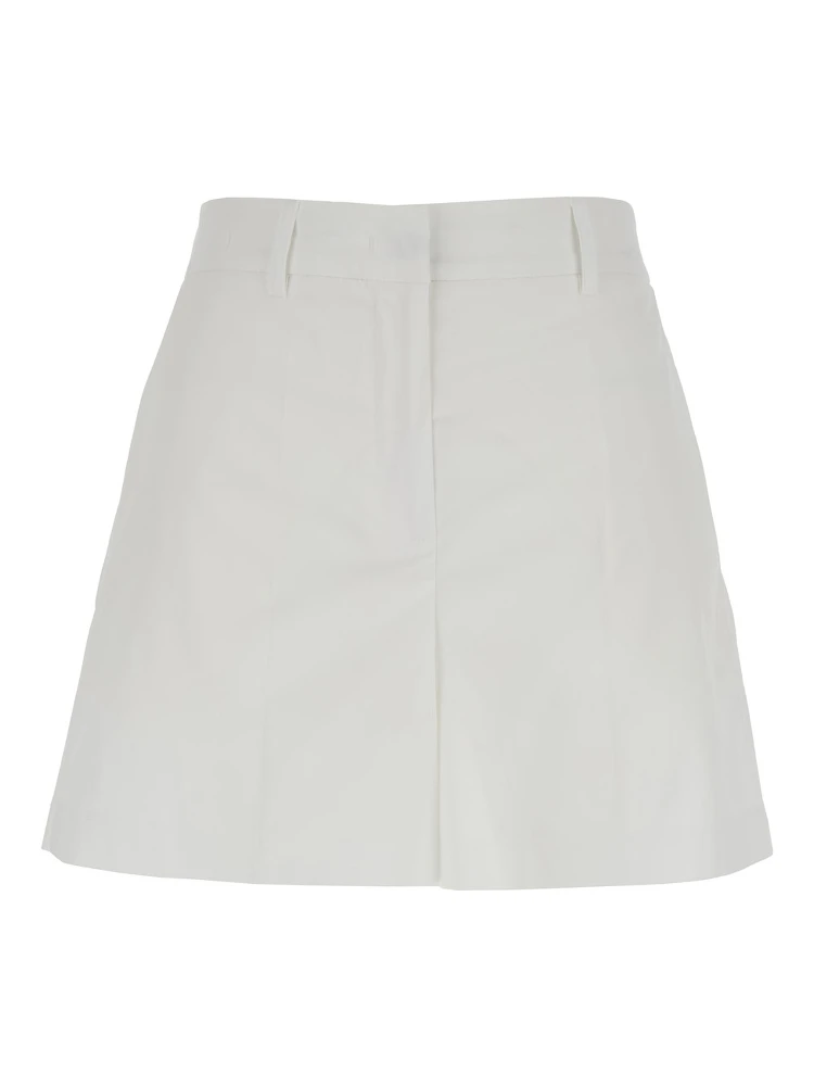 White Shorts with Belt Loops in Cotton Woman
