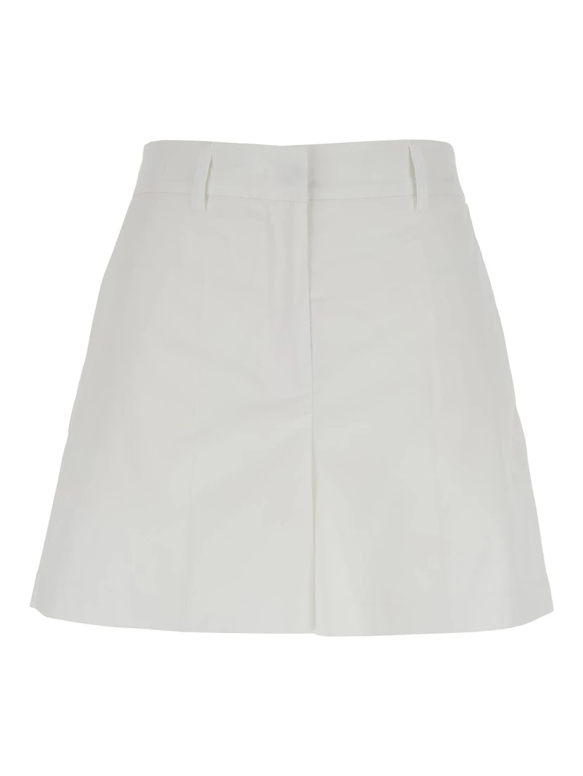 White Shorts with Belt Loops in Cotton Woman