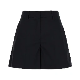 Black Shorts with Belt Loops in Cotton Woman
