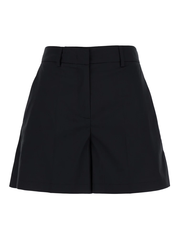 Black Shorts with Belt Loops in Cotton Woman
