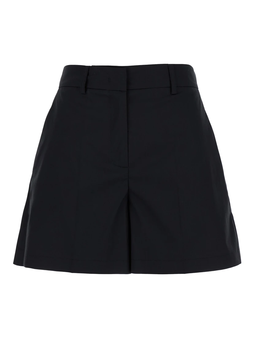 Black Shorts with Belt Loops in Cotton Woman