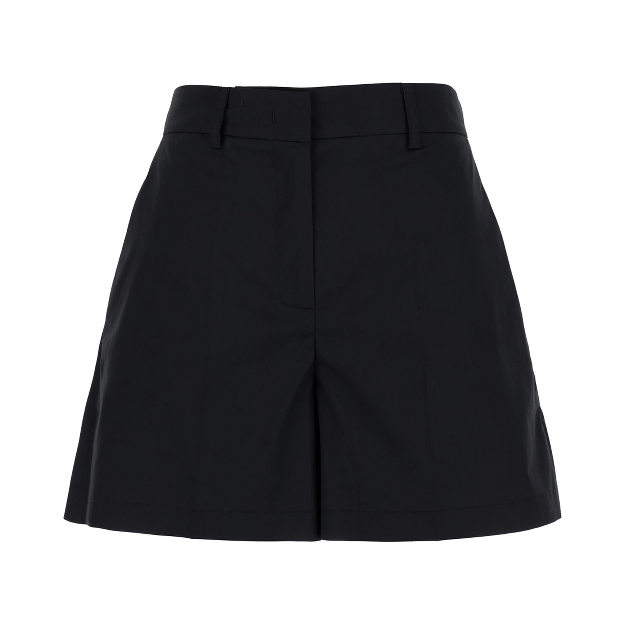 Black Shorts with Belt Loops in Cotton Woman