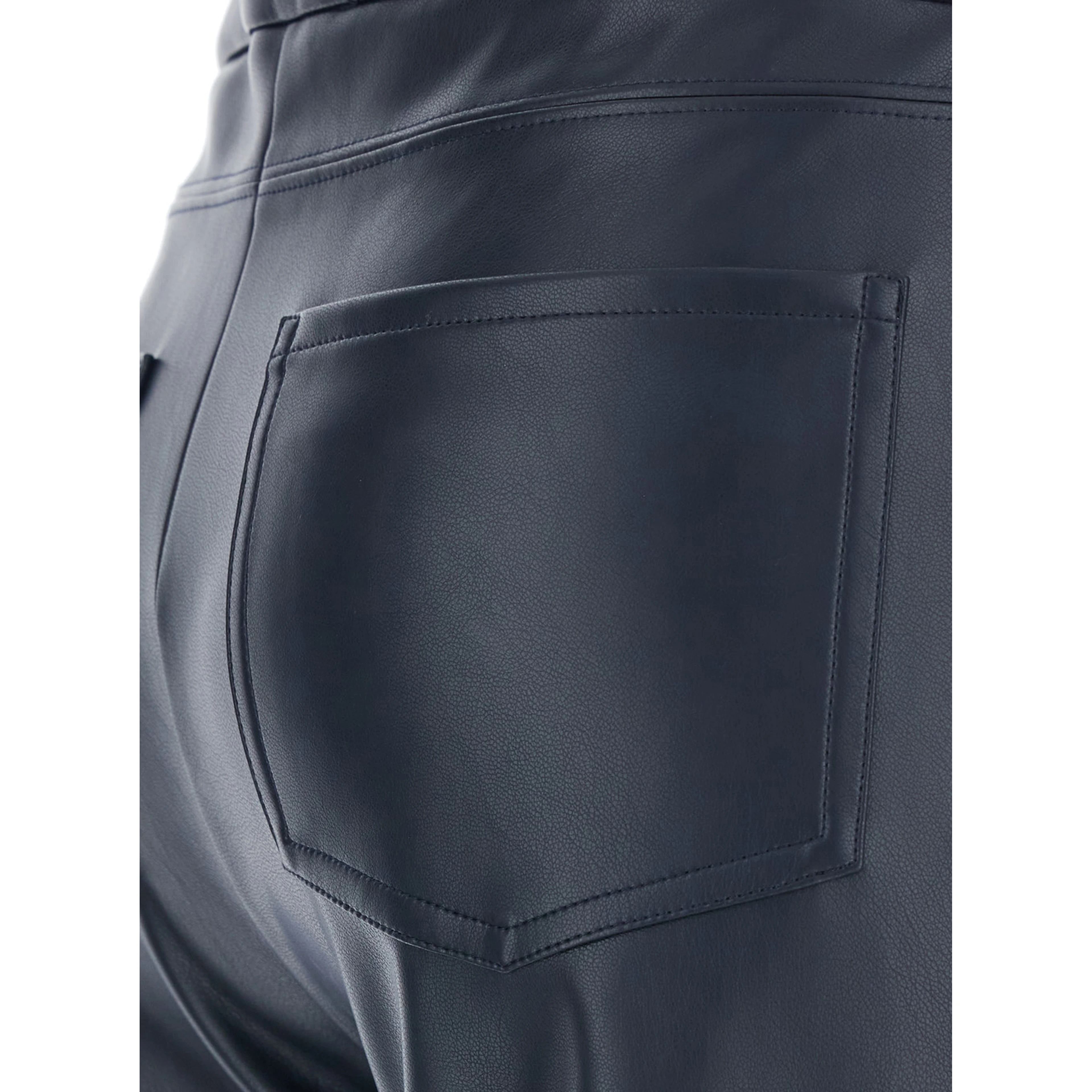 Sublime Dark Blue Pants with Flared Leg in Eco Leather Woman