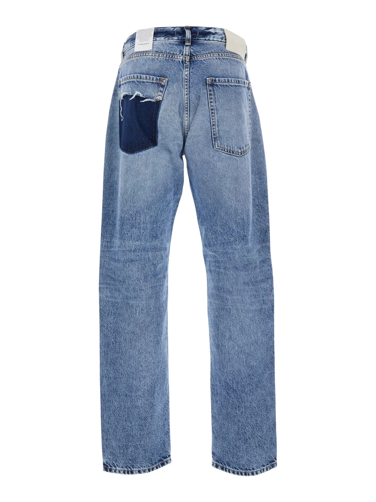 Light Blue Jeans with Belt Loops and Logo Patch on the Rear in Denim Man alternative