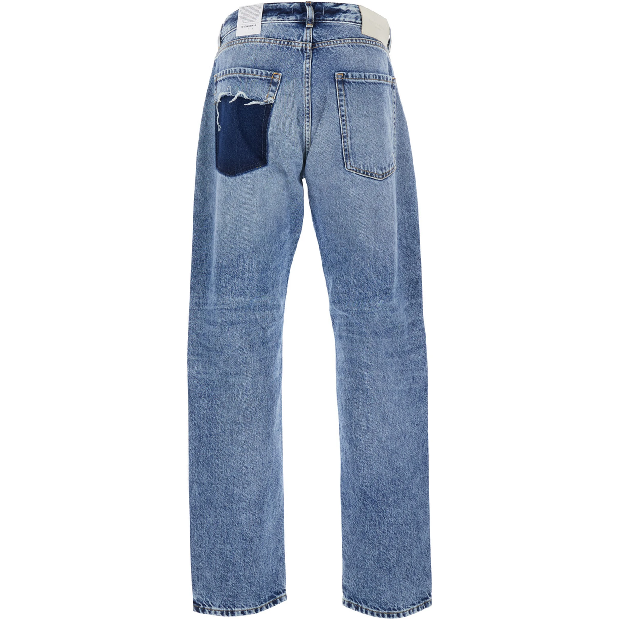Light Blue Jeans with Belt Loops and Logo Patch on the Rear in Denim Man