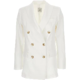 White Double-Breasted Blazer in Linen Woman