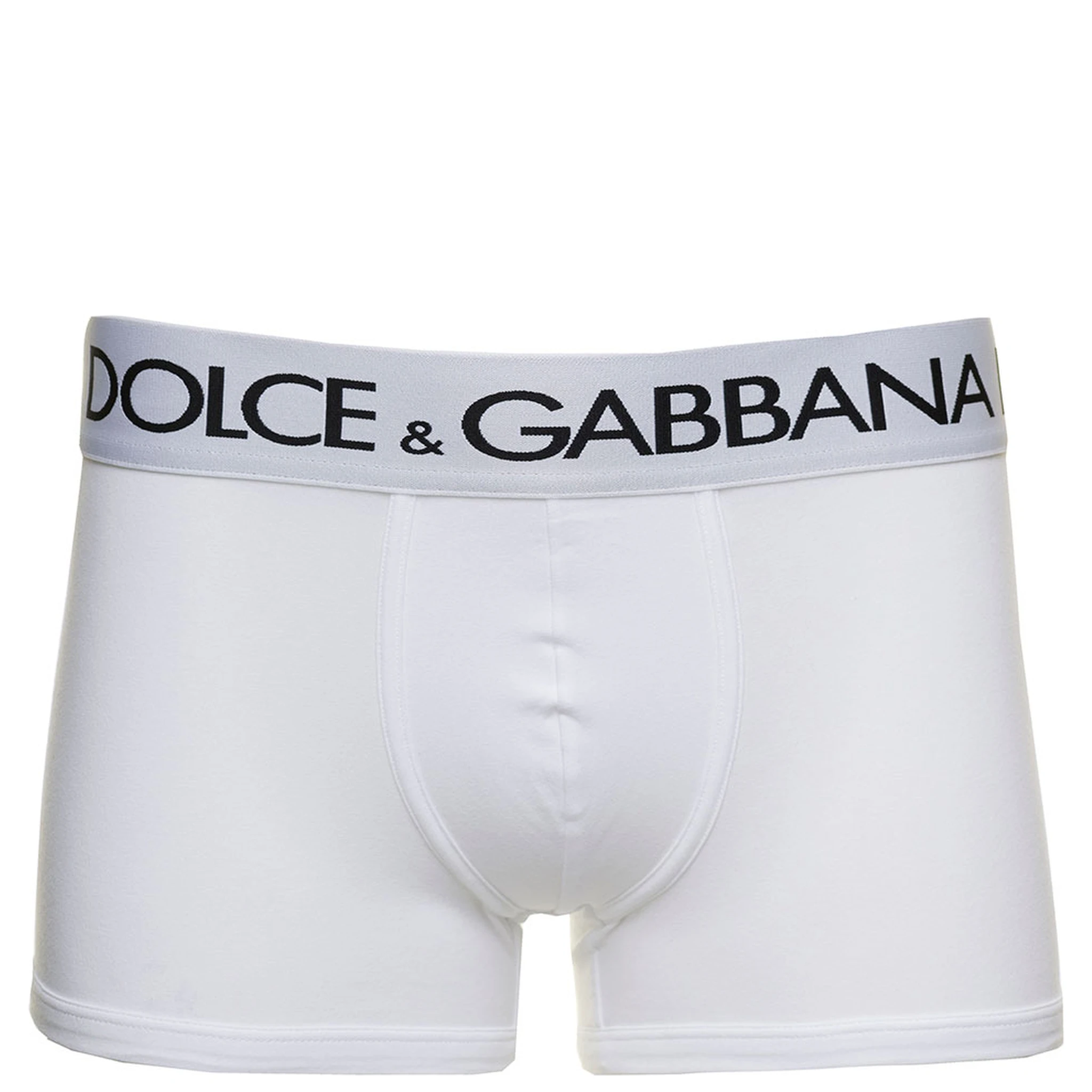 White Boxer Briefs with Branded Waistband in Stretch Cotton Man