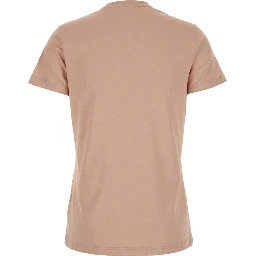 Pink T-Shirt with Logo Patch Applied on the Sleeve in Cotton Woman