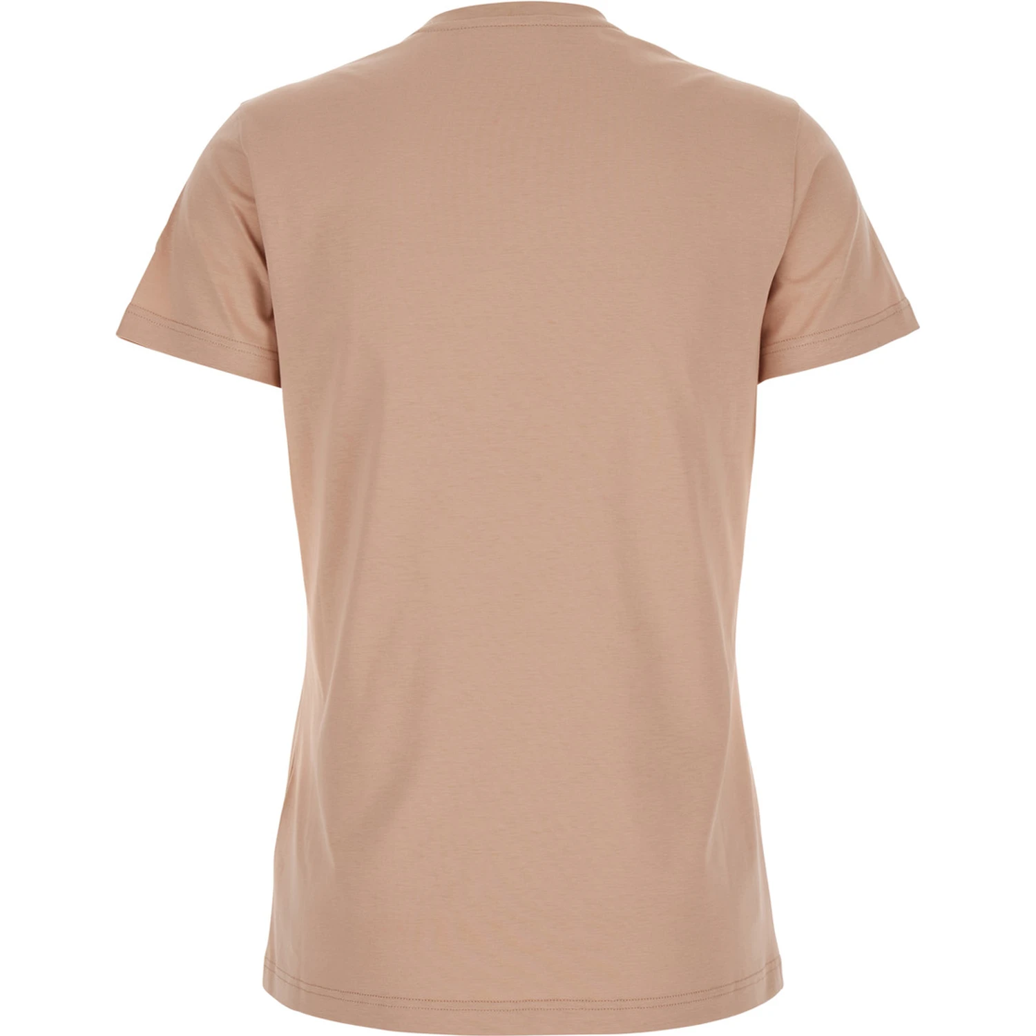 Pink T-Shirt with Logo Patch Applied on the Sleeve in Cotton Woman