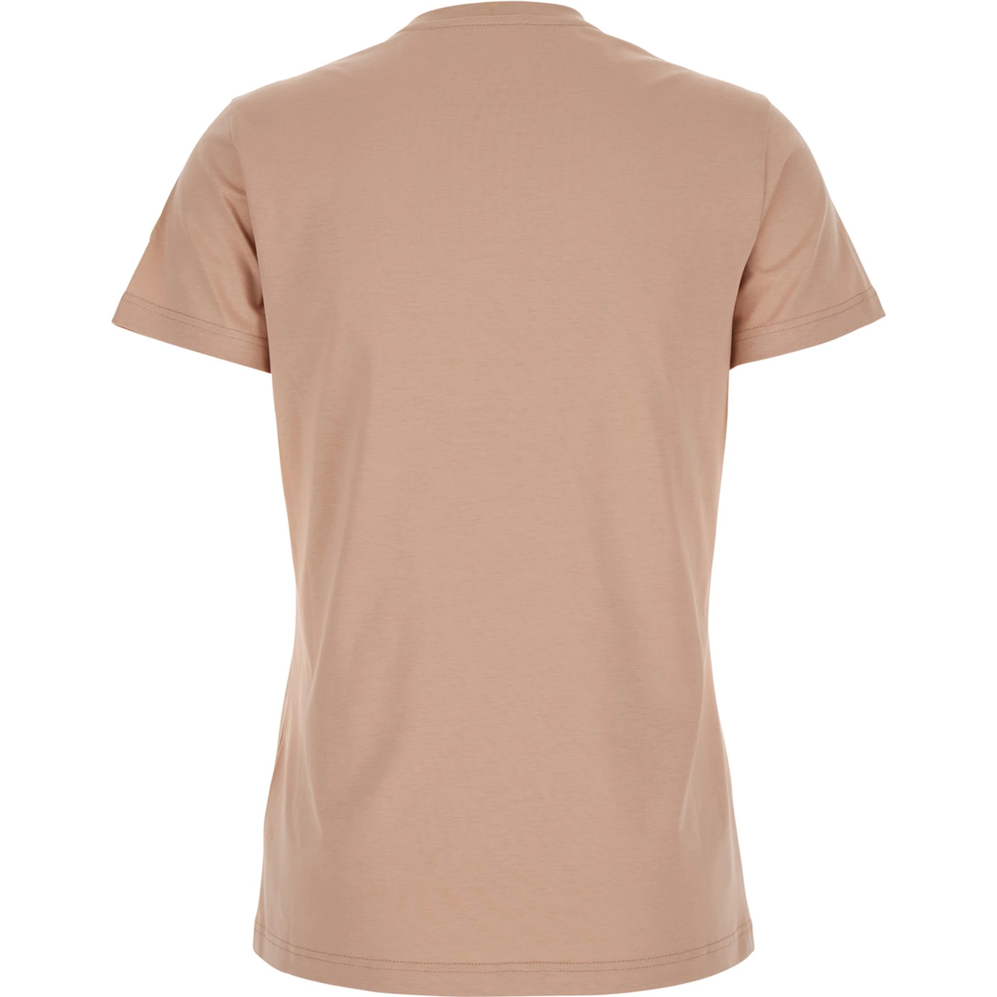 Pink T-Shirt with Logo Patch Applied on the Sleeve in Cotton Woman