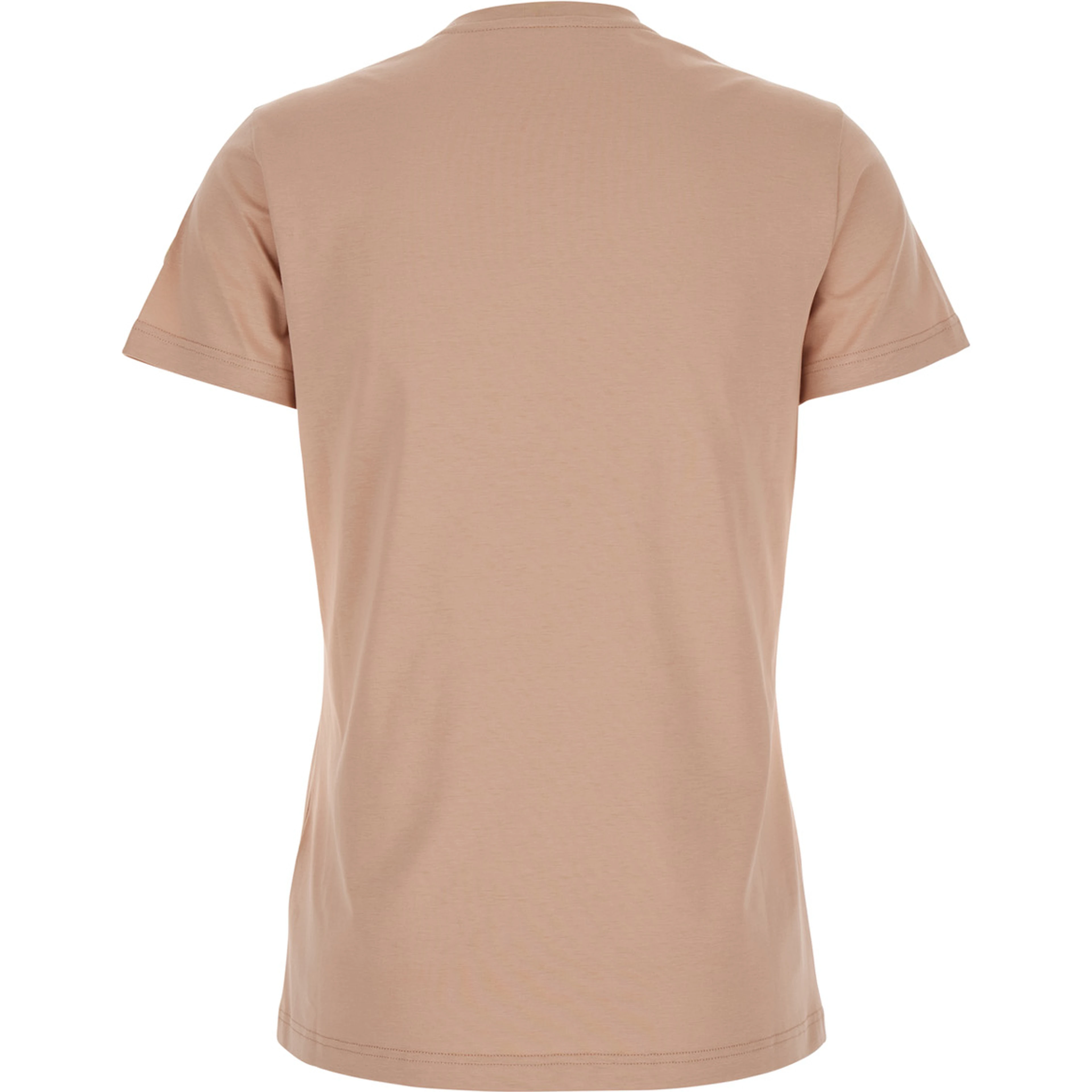 Pink T-Shirt with Logo Patch Applied on the Sleeve in Cotton Woman