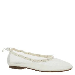 Gill White Ballerinas with Semi-Transparent Mesh Design and Adjustable Drawstring in Tech Fabric Woman