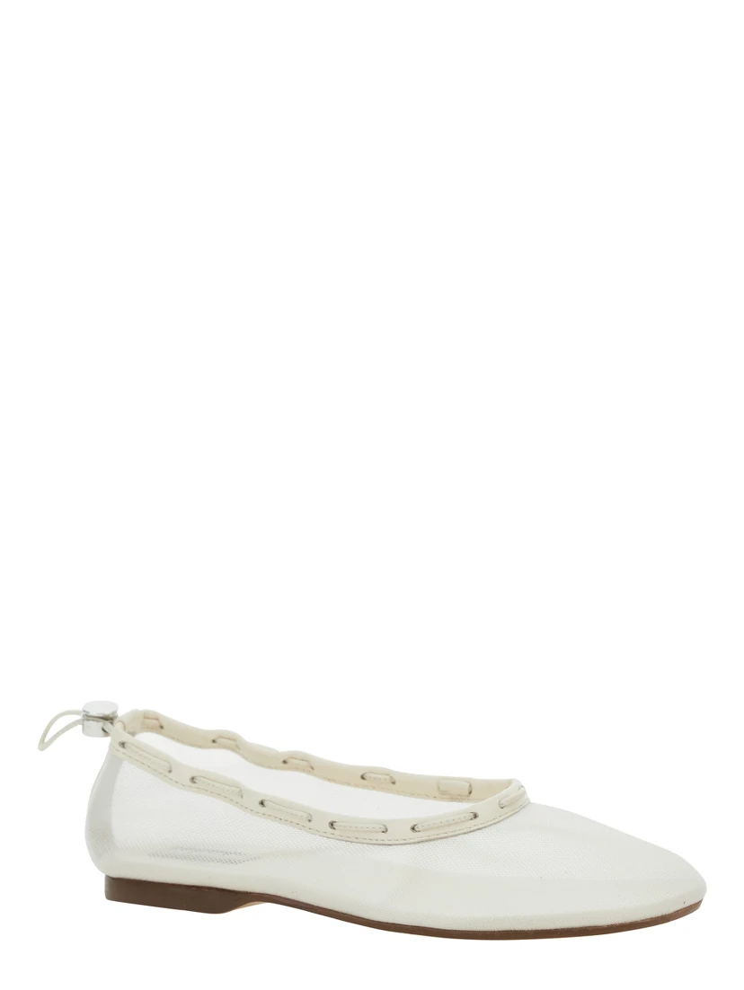 Gill White Ballerinas with Semi-Transparent Mesh Design and Adjustable Drawstring in Tech Fabric Woman