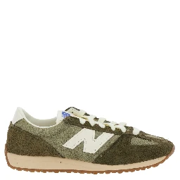 Green Low Top Sneakers with Logo Patch in Suede Unisex