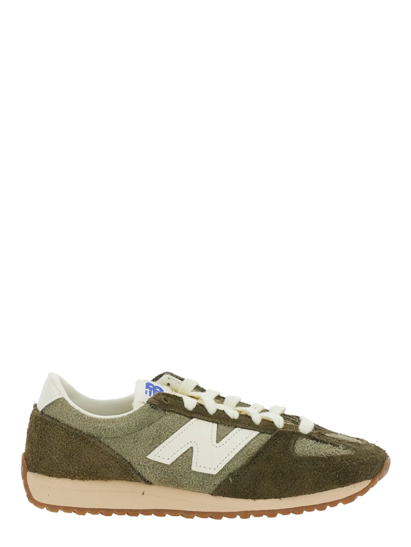 Green Low Top Sneakers with Logo Patch in Suede Unisex