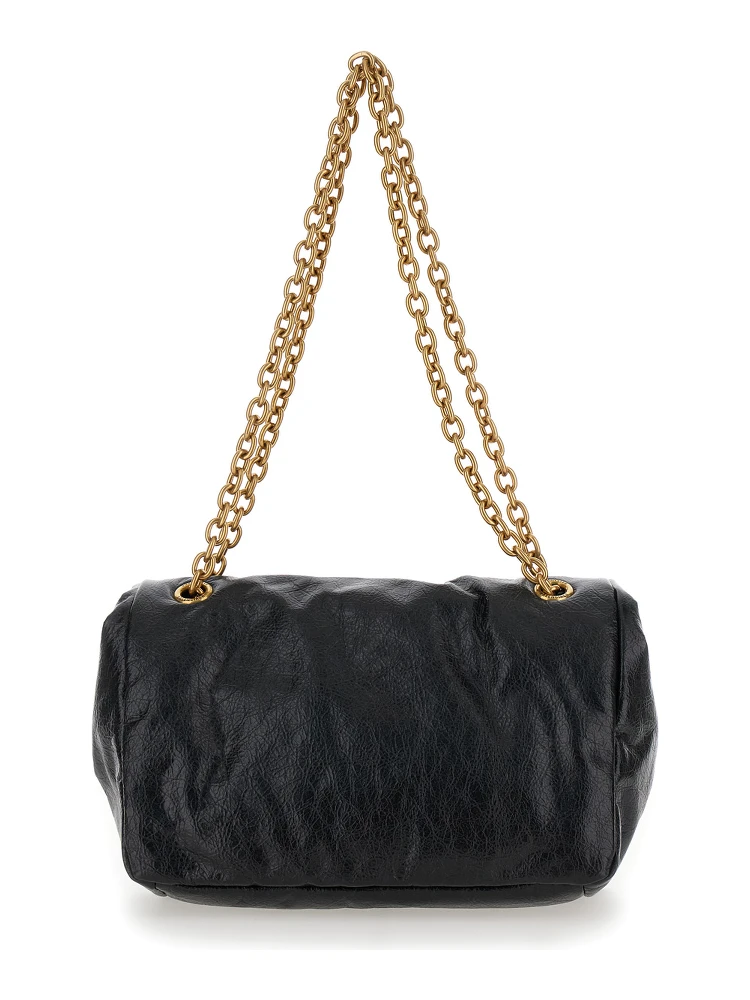 Monaco chain Black Shoulder Bag in Leather Woman alternative
