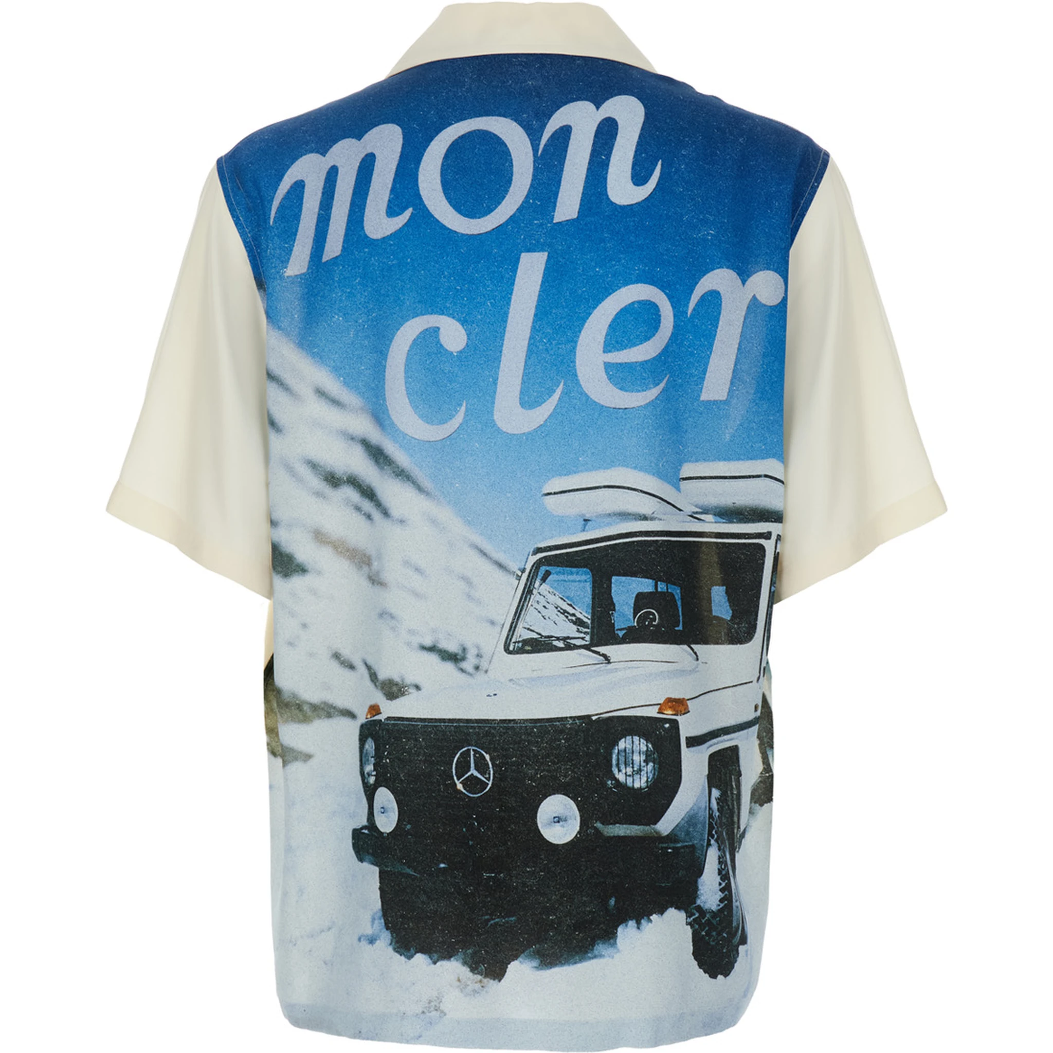 Multicolor Shirt with Classic Collar and Logo Motif with Automobile Print on the Back in Viscose Man