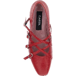 Eloise Red Ballet Shoes with Criss-Crossed Adjustable Straps in Leather Woman