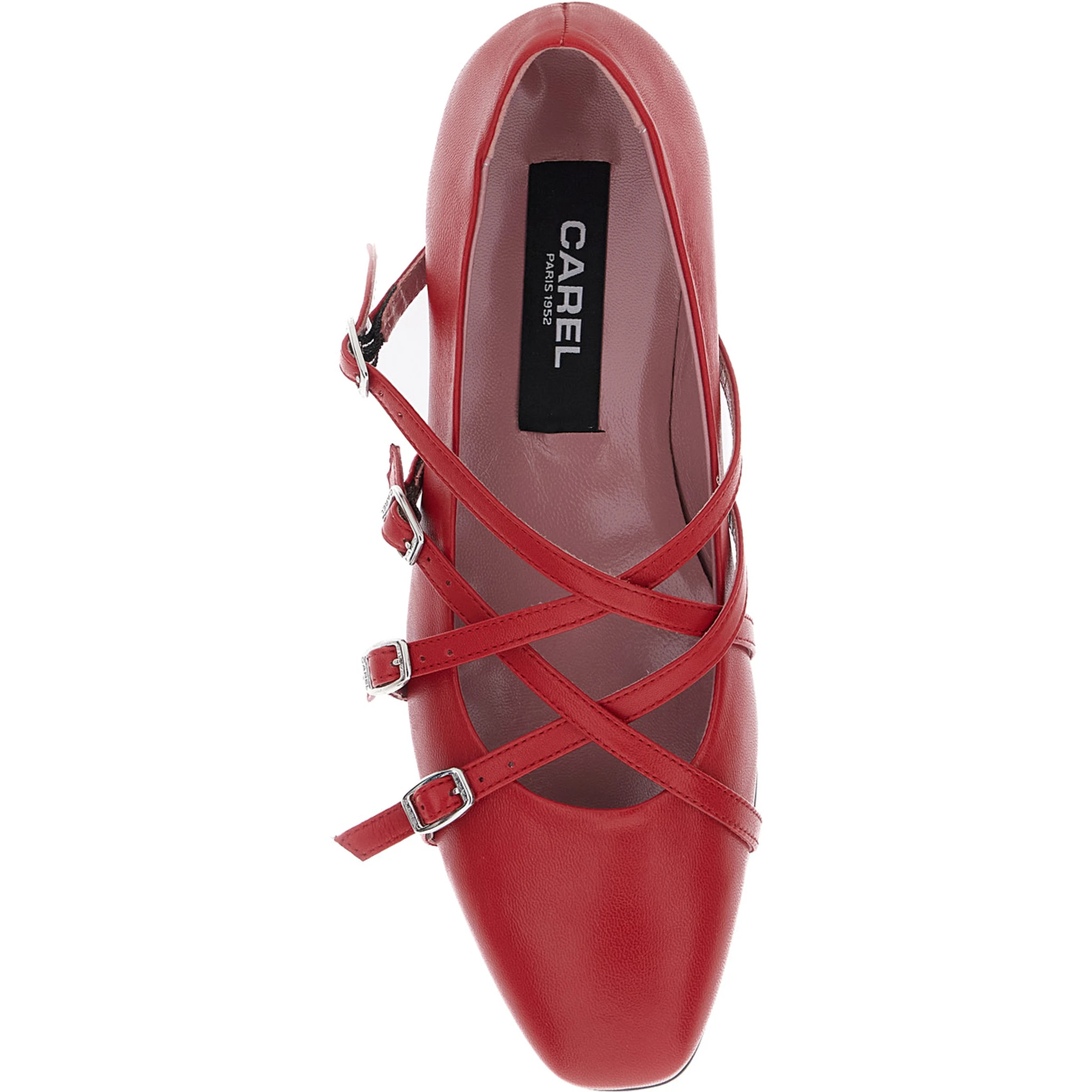 Eloise Red Ballet Shoes with Criss-Crossed Adjustable Straps in Leather Woman