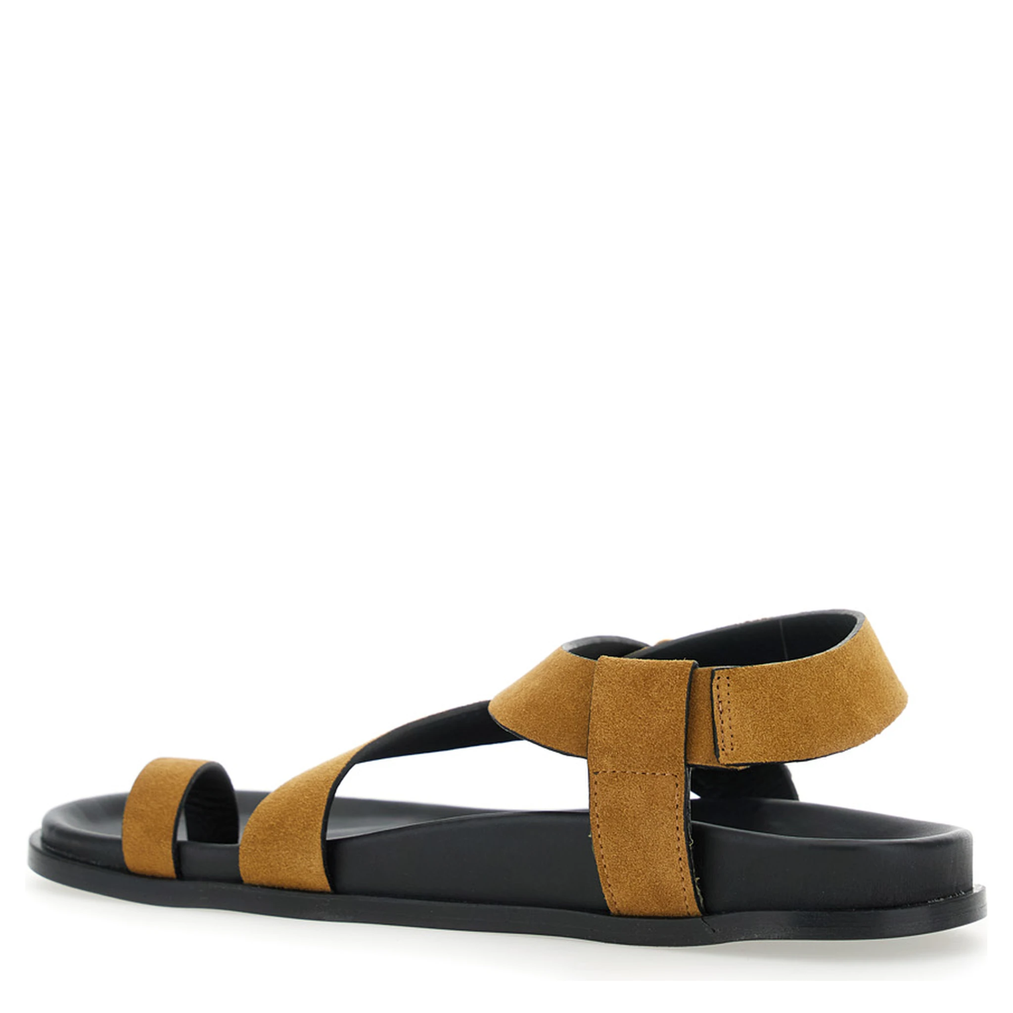 Siren Brown Sandals with Metal Buckle Strap and Logo Insole in Suede Woman