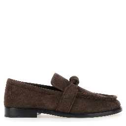 Brown Loafers with Knot Detail on the Front in Suede Woman
