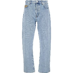 Light Blue Jeans with GG Detail on the Pocket and Logo Patch on the Rear in Denim Man