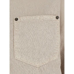 Tamu Beige Dress with Drop Shoulders and Logo Patch on the Back in Cotton Woman