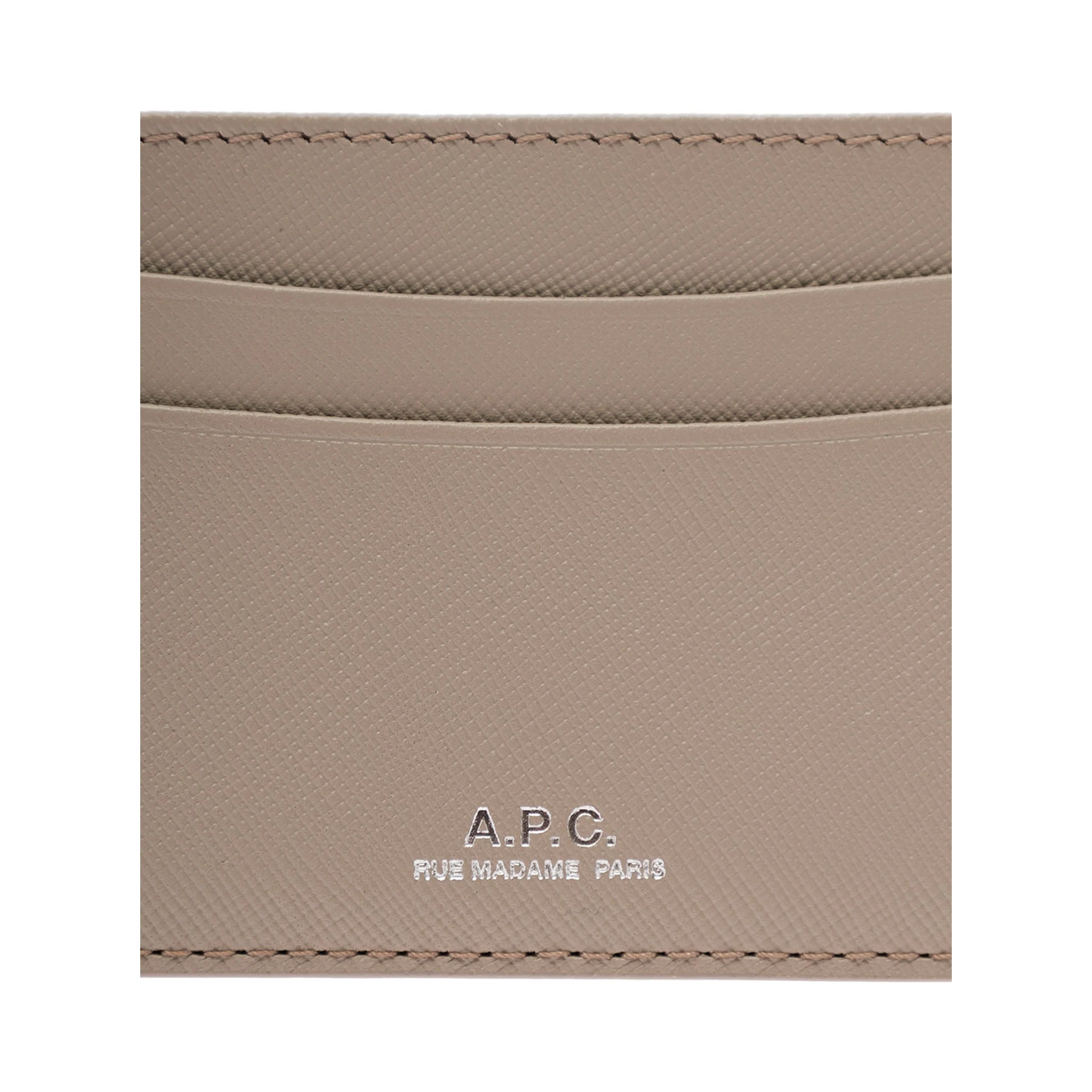 Grey Card Holder with Logo in Hammered Leather Woman