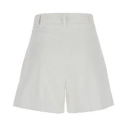 White Shorts with Belt Loops in Cotton Woman