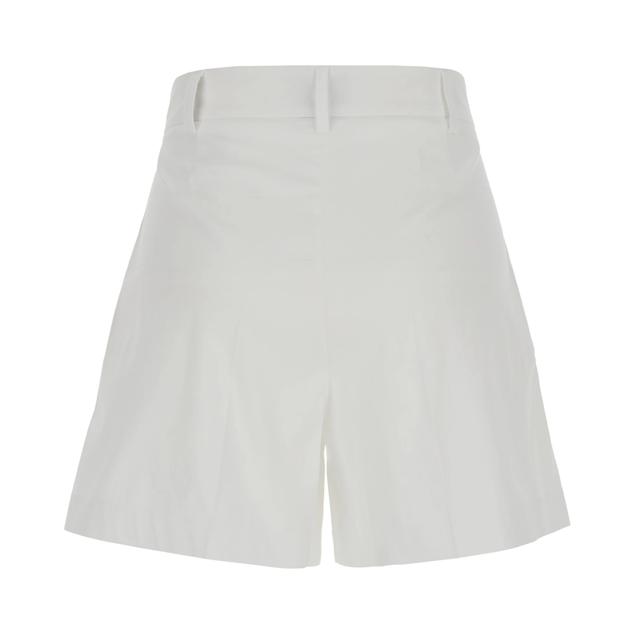 White Shorts with Belt Loops in Cotton Woman