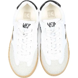 Volley White Low Top Sneakers with Contrasting Heel with Logo Lettering and Logo Detail on the Side in Canvas Boy
