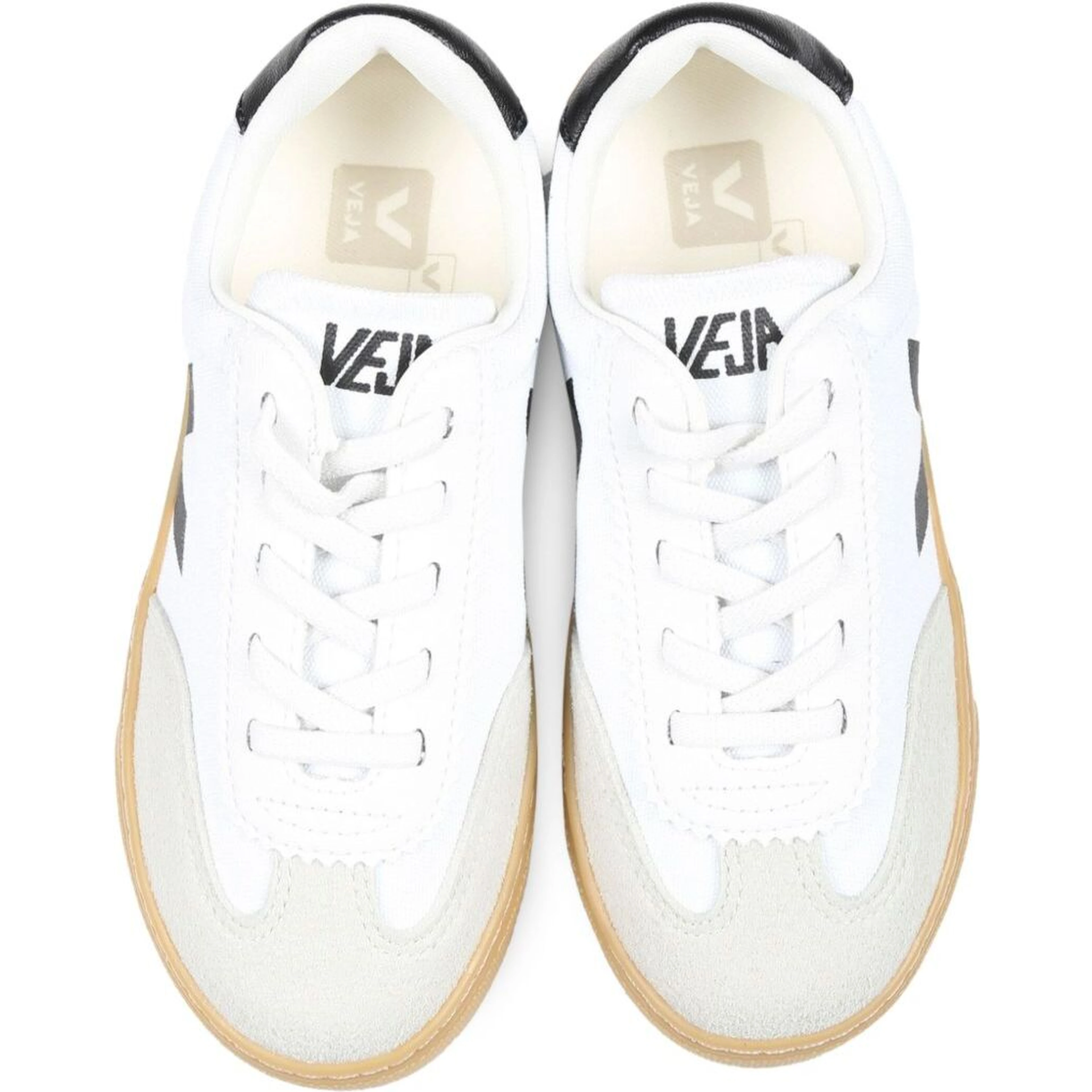 Volley White Low Top Sneakers with Contrasting Heel with Logo Lettering and Logo Detail on the Side in Canvas Boy
