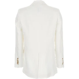 White Double-Breasted Blazer in Linen Woman