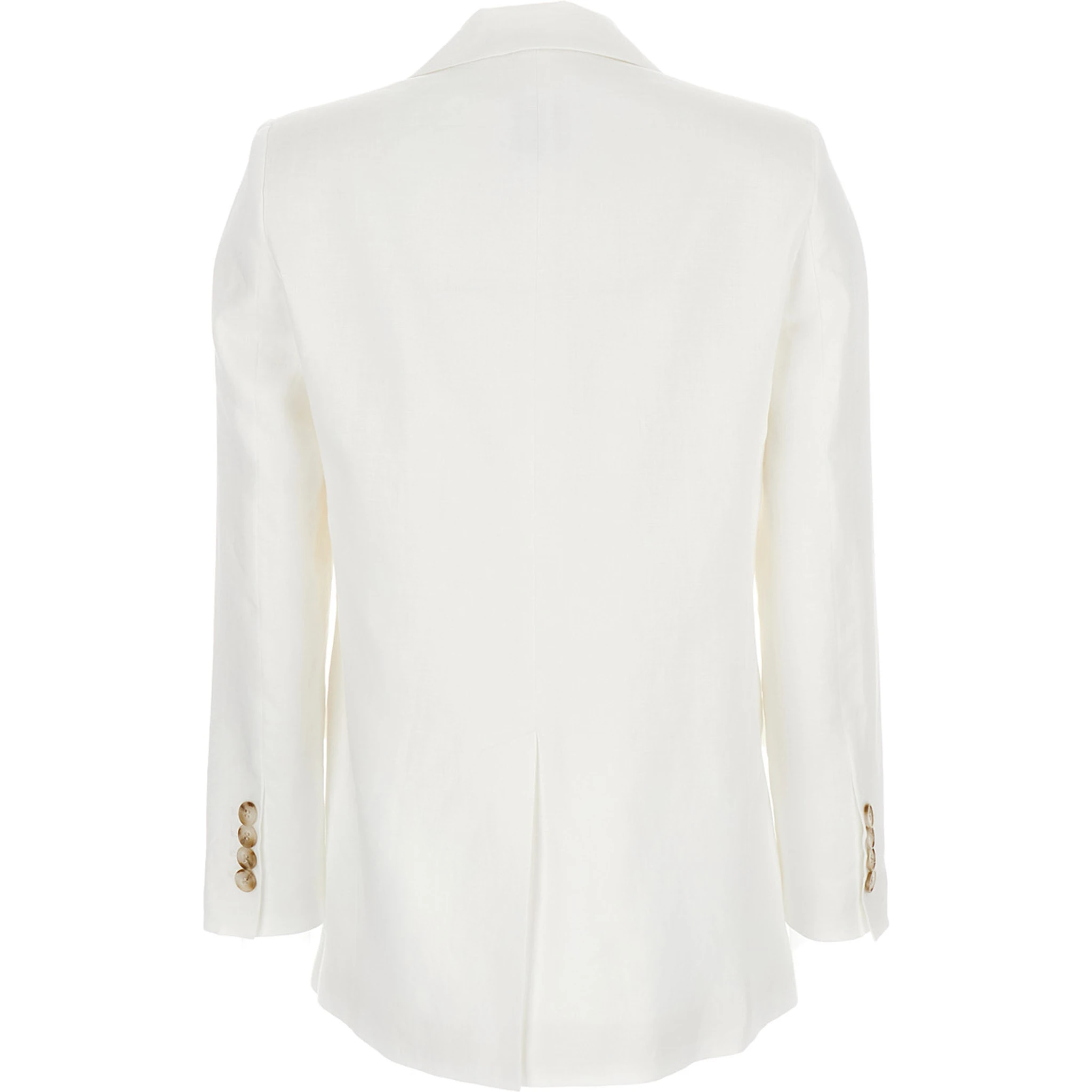 White Double-Breasted Blazer in Linen Woman