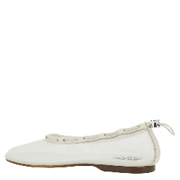 Gill White Ballerinas with Semi-Transparent Mesh Design and Adjustable Drawstring in Tech Fabric Woman