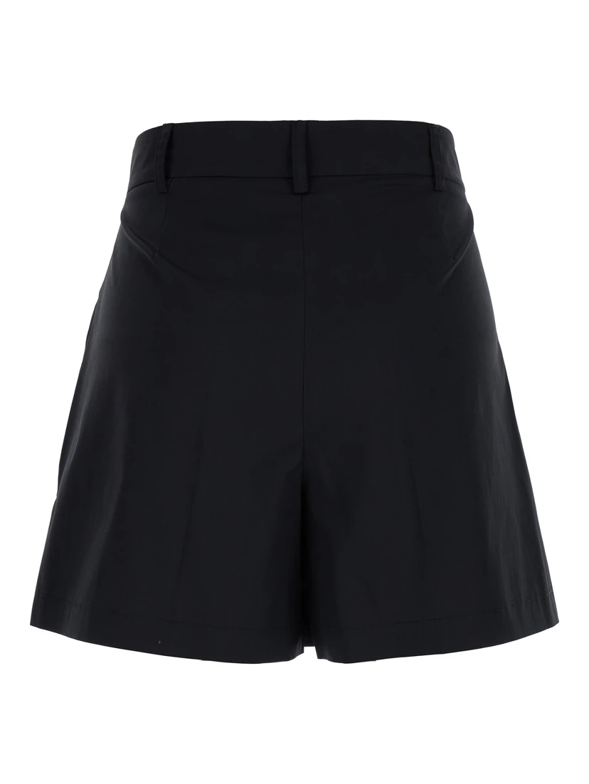 Black Shorts with Belt Loops in Cotton Woman