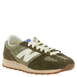 Green Low Top Sneakers with Logo Patch in Suede Unisex