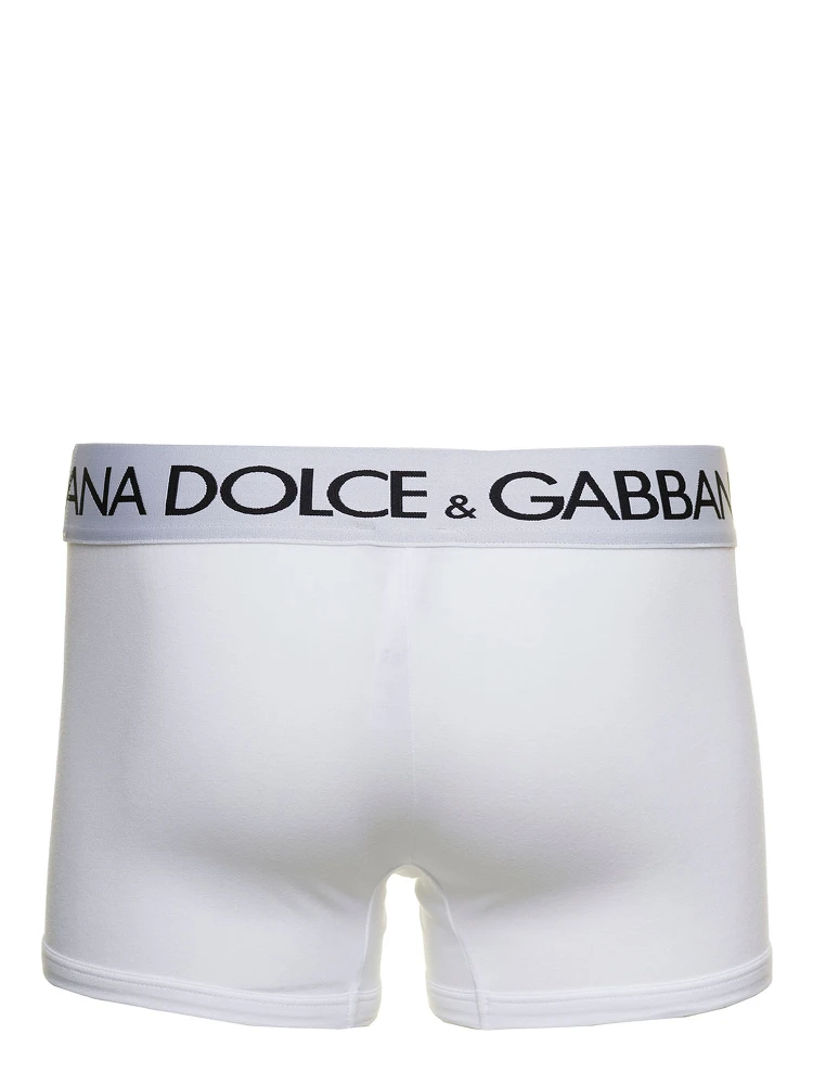 White Boxer Briefs with Branded Waistband in Stretch Cotton Man alternative