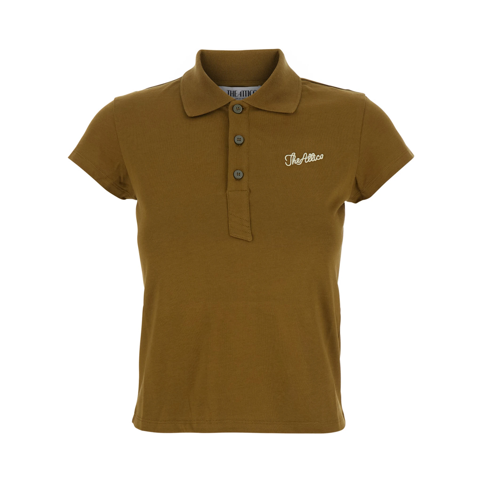 Green Polo Shirt with Classic Collar and Logo Lettering Embroidery on the Front in Cotton Jersey Woman